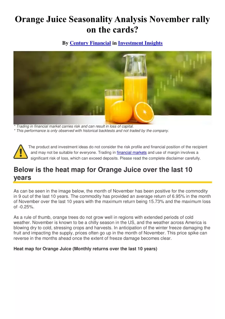 orange juice seasonality analysis november rally