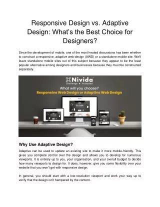 responsive design vs adaptive design what