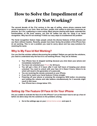 how to solve the impediment of face id not working