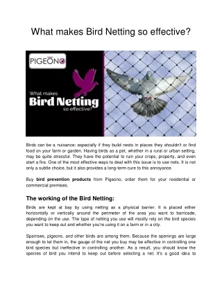 What makes Bird Netting so effective ?