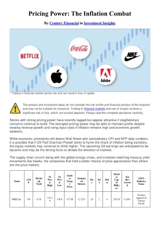 pricing power the inflation combat