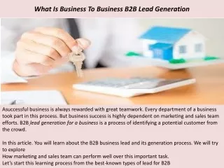 Buyer Leads | What Is Business To Business B2B Lead Generation