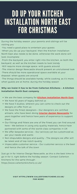 Do up your Kitchen Installation North East for Christmas