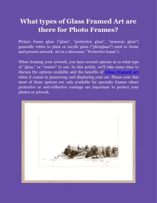 what types of glass framed art are there for photo frames