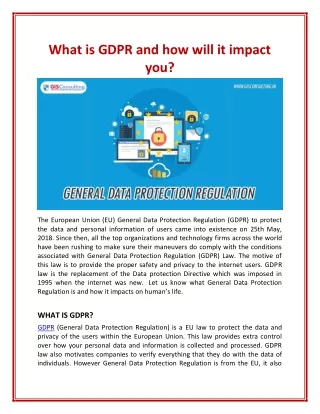 What is GDPR and how will it impact you?