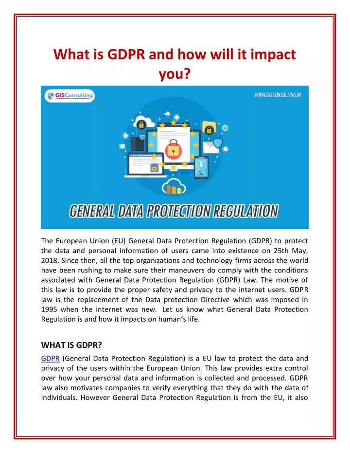 what is gdpr and how will it impact you