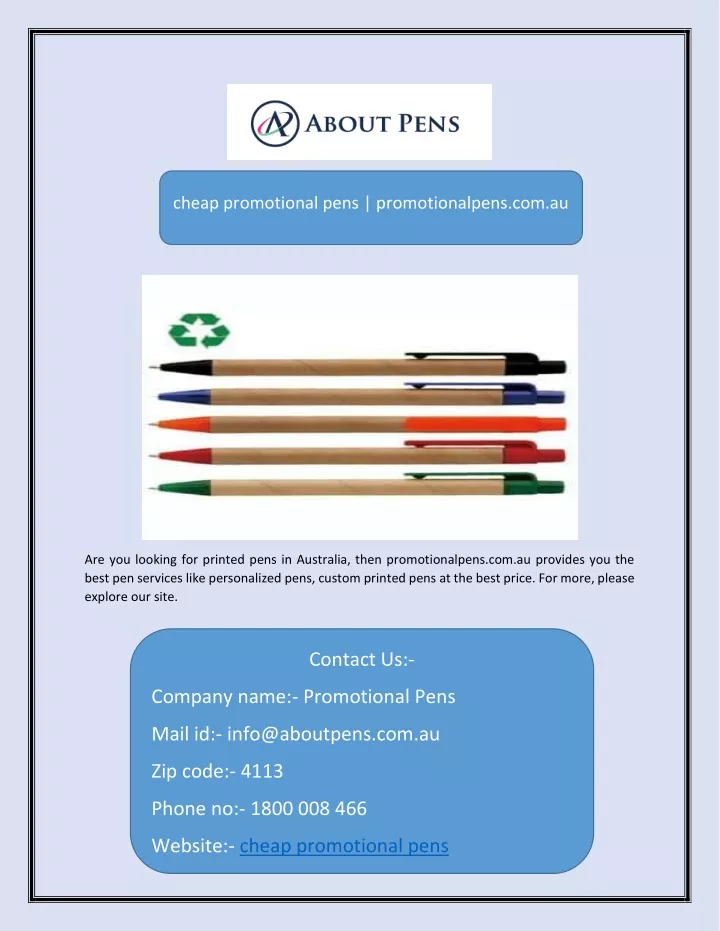 cheap promotional pens promotionalpens com au