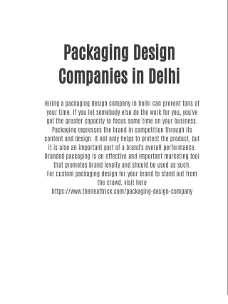 Packaging Design Companies in Delhi
