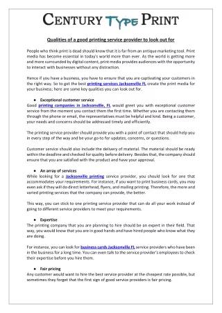 qualities of a good printing service provider