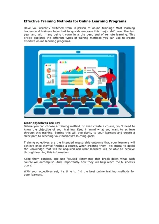 effective training methods for online learning