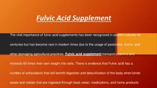 FULVIC ACID SUPPLEMENT