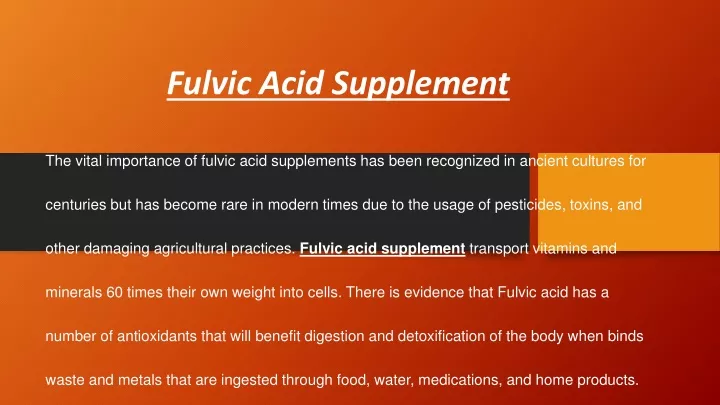 f ulvic a cid supplement