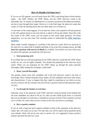how to handle ias interview