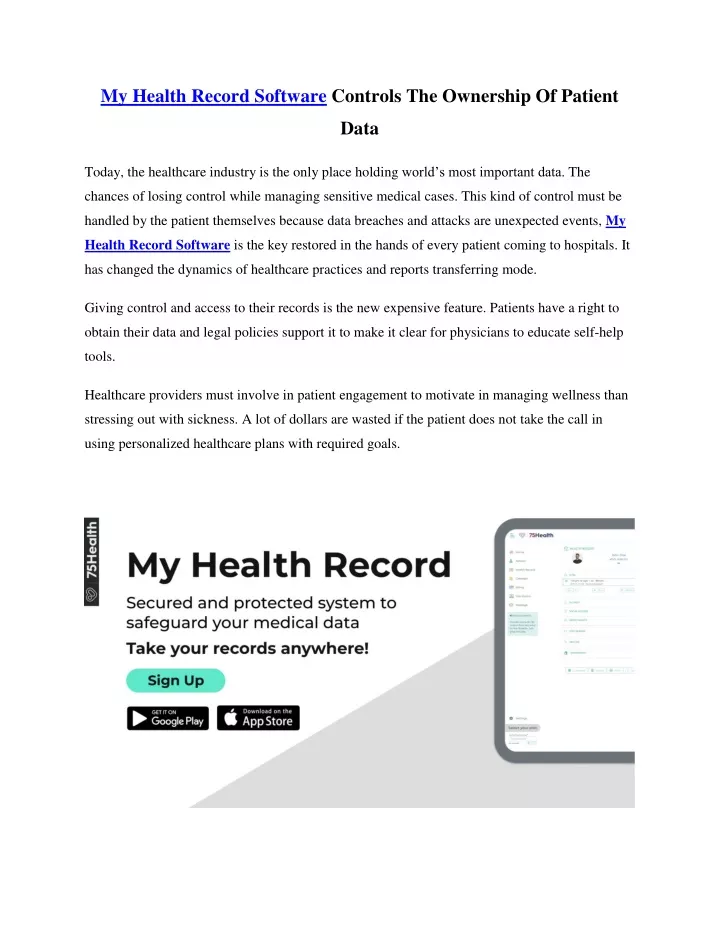 my health record software controls the ownership