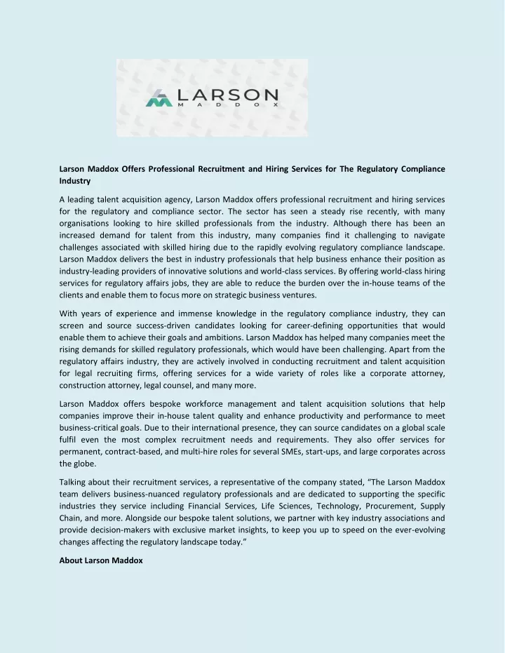 larson maddox offers professional recruitment