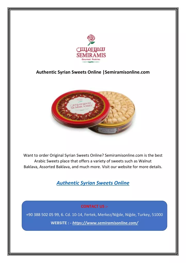 authentic syrian sweets online semiramisonline com