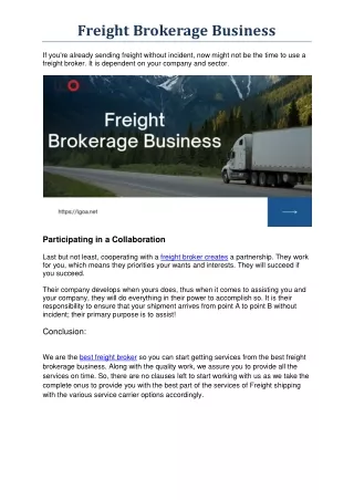 Freight Brokerage Business