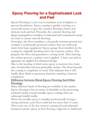 Epoxy Flooring for a Sophisticated Look and Feel