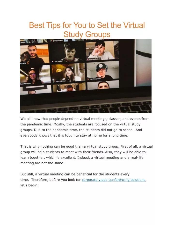 best tips for you to set the virtual study groups