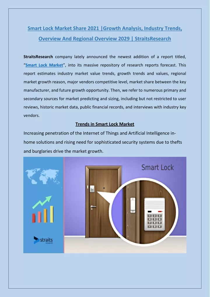 smart lock market share 2021 growth analysis