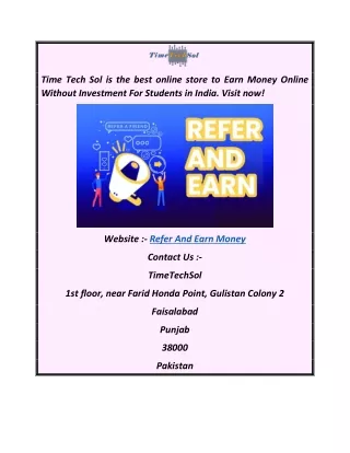 Refer And Earn Money  timetechsol.comblog