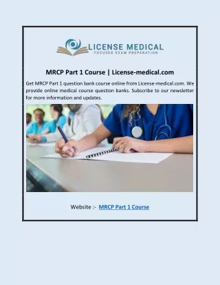 MRCP Part 1 Course | License-medical.com