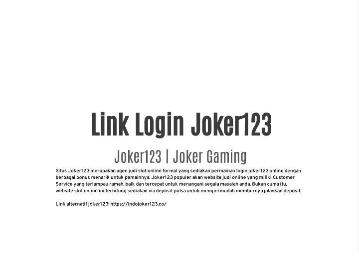link login joker123 joker123 joker gaming situs