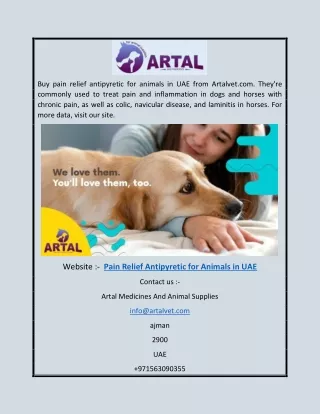 Pain Relief Antipyretic for Animals in Uae | Artalvet.com
