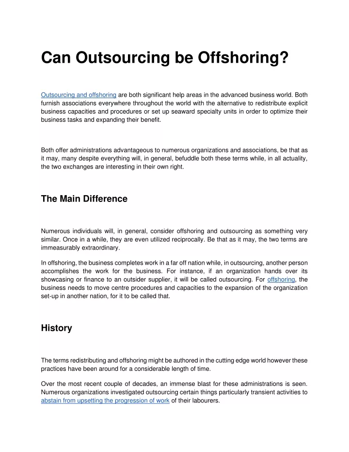 can outsourcing be offshoring