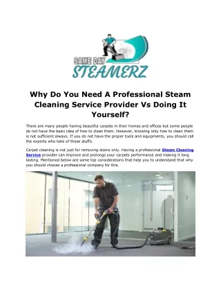 A Professional Steam Cleaning Service Provider Vs Doing It Yourself