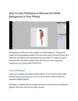 How To Use Photoshop to Remove the White Background in Your Photos