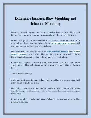 difference between blow moulding and difference