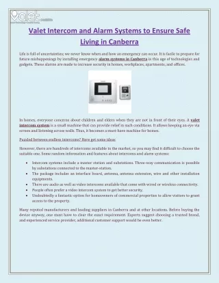 valet intercom and alarm systems to ensure safe