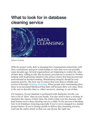 what to look for in database cleaning service