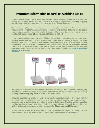 Important Information Regarding Weighing Scales