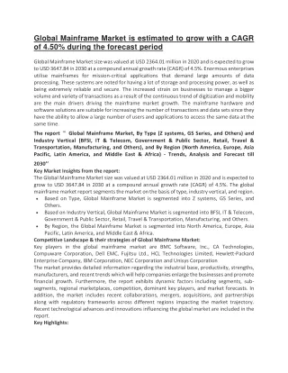 global mainframe market is estimated to grow with