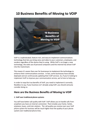 10 Business Benefits of Moving to VOIP-converted