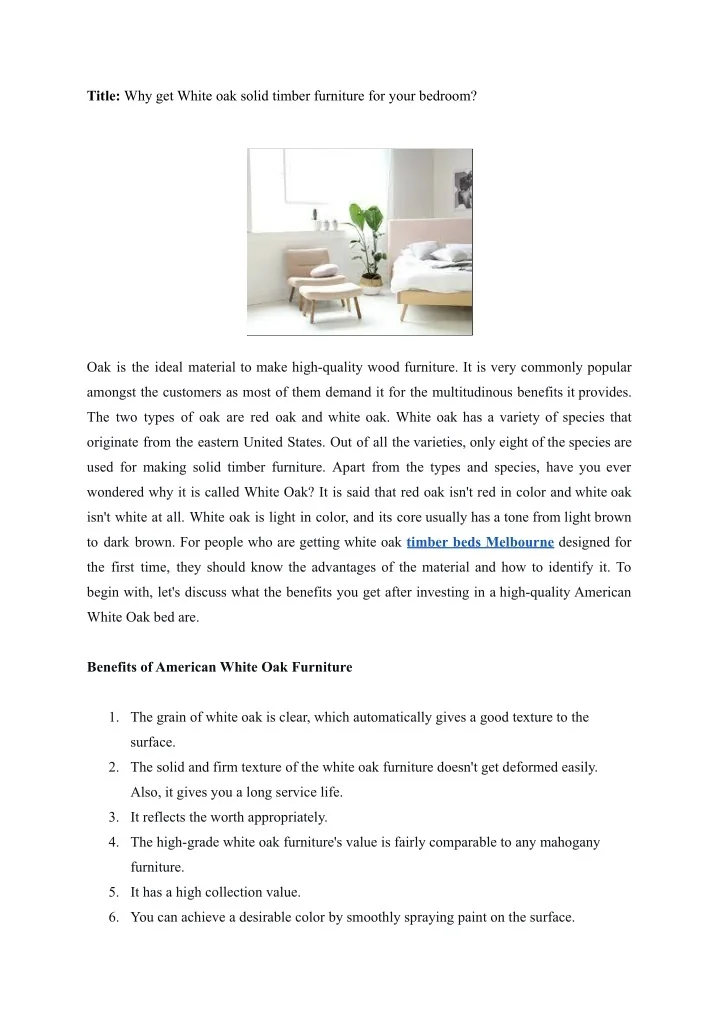 PPT - _Why get White oak solid timber furniture for your bedroom ...