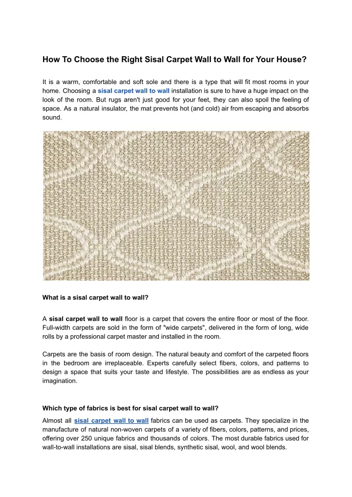 how to choose the right sisal carpet wall to wall