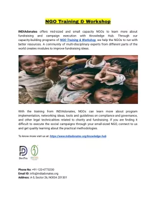 INDIAdonates- NGO Training & Workshop