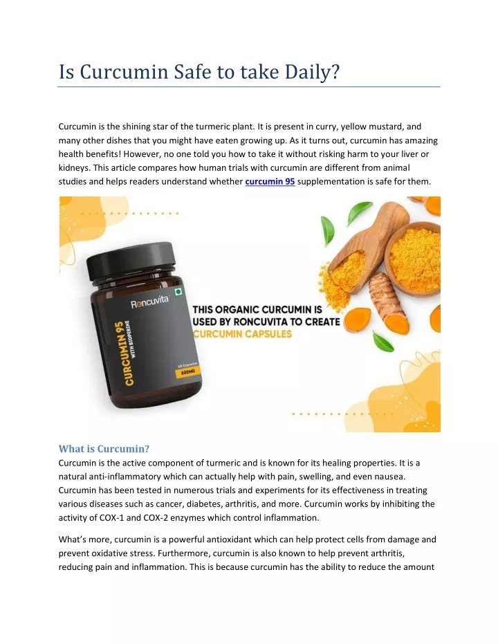 is curcumin safe to take daily