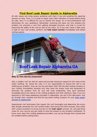Find Roof Leak Repair Guide in Alpharetta