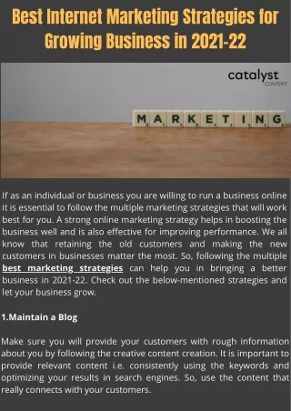 best internet marketing strategies for growing