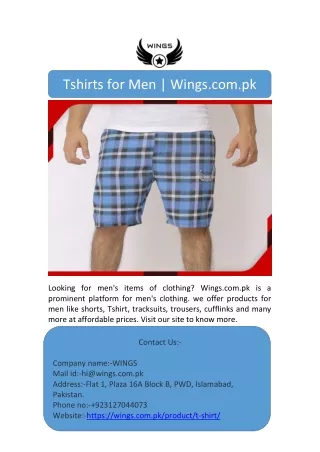 Tshirts for Men | Wings.com.pk
