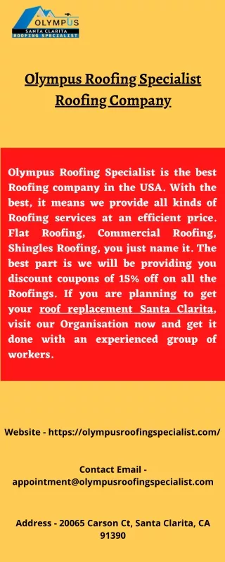 Roofing Company Olympus Roofing Specialist.