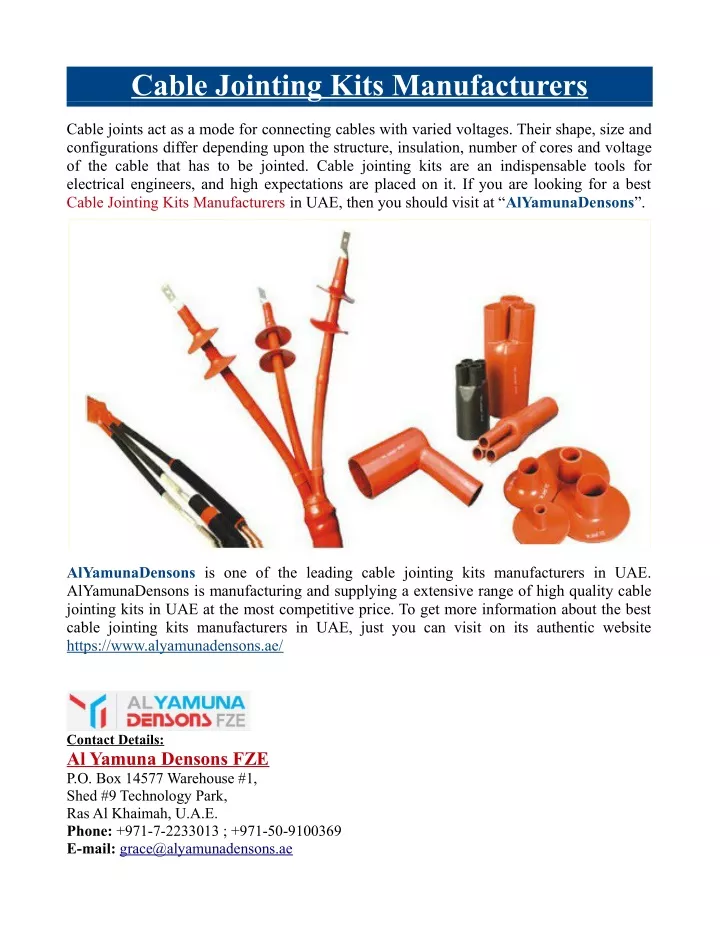 cable jointing kits manufacturers