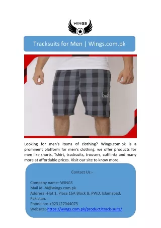 Tracksuits for Men | Wings.com.pk