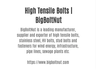 High Tensile Bolts | BigBoltNut