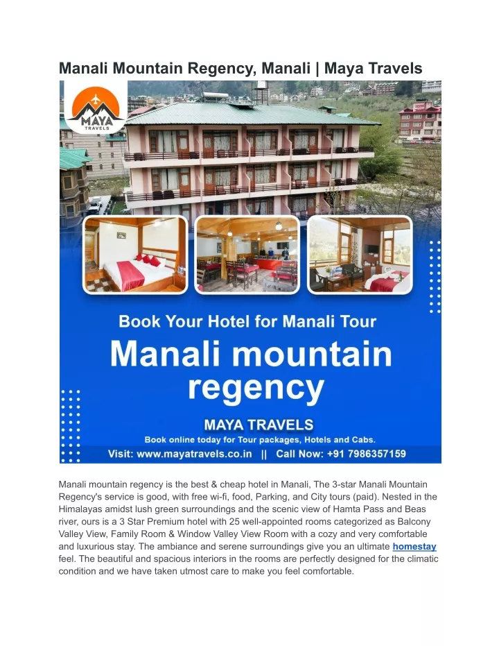 manali mountain regency manali maya travels