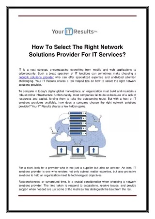 how to select the right network solutions